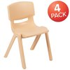Flash Furniture Natural Plastic Stackable School Chair with 13.25" Seat Height, PK4 4-YU-YCX4-004-NAT-GG